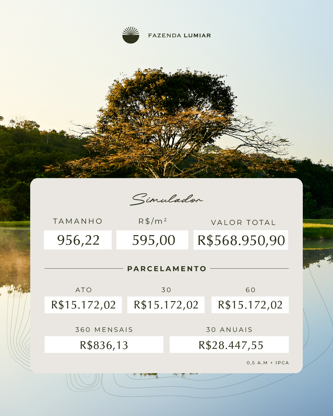 Simulação de lote 950m²