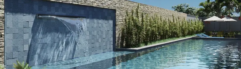 Piscina com cascata do Reserva dos Ipês, no Setor Bueno em Goiânia (imagem de projeto)
