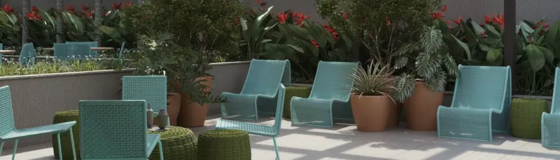 Solário e lounge ao ar livre do Reserva dos Ipês, no Setor Bueno em Goiânia (imagem de projeto)