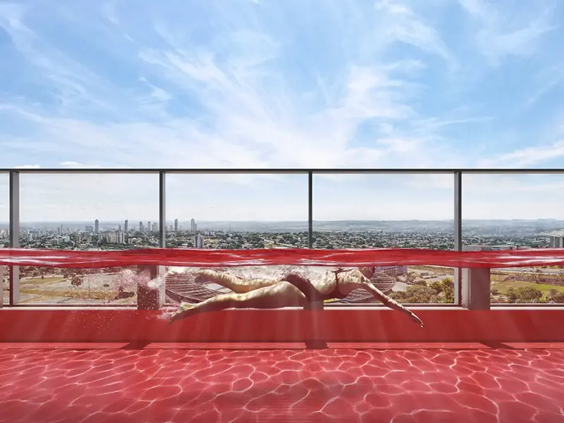 Piscina na cobertura do Emirates, no Parque Flamboyant em Goiânia (imagem de projeto)