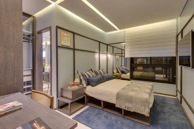 Suíte com closet do apartamento decorado do Opus Acqua, Setor Marista em Goiânia