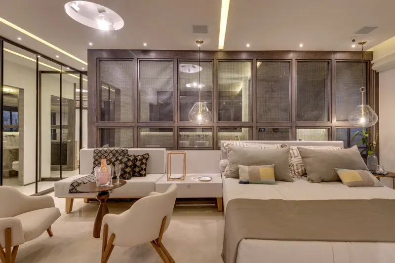 Suíte master ampla do decorado do Opus Acqua, Setor Marista em Goiânia