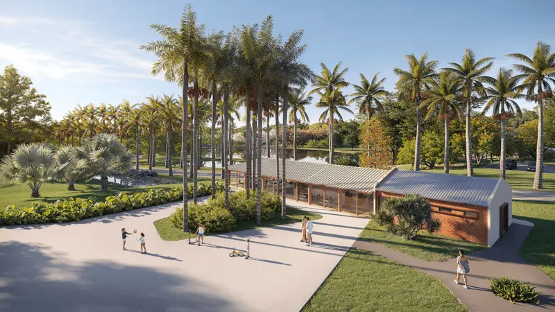 Academia da Fazenda Lumiar Estates, vista aérea (imagem de projeto)