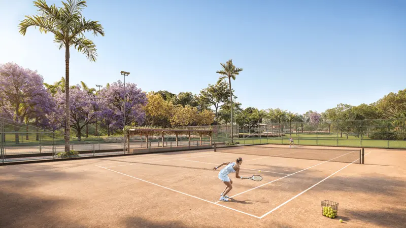 Quadra de tênis da Fazenda Lumiar Estates (imagem de projeto)