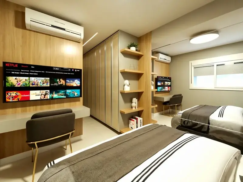 Ambiente do apartamento mobiliado de 69 m² no Wish Vaca Brava, Setor Bueno em Goiânia