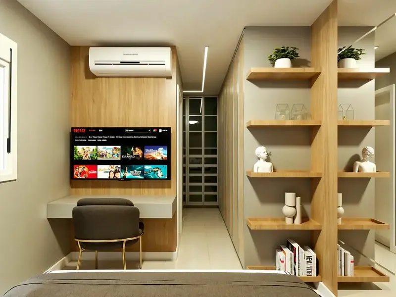 Ambiente do apartamento mobiliado de 69 m² no Wish Vaca Brava, Setor Bueno em Goiânia