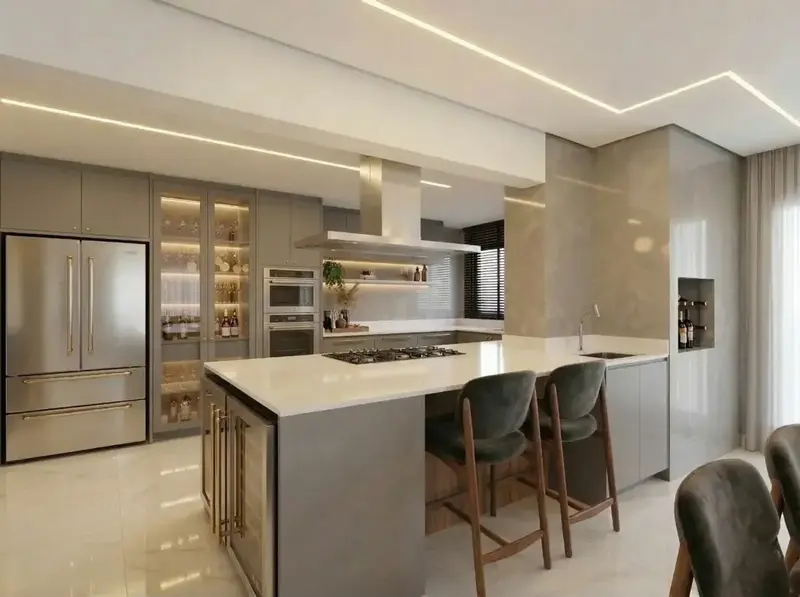 Ambiente do apartamento decorado e mobiliado no Único Marista, Setor Marista em Goiânia