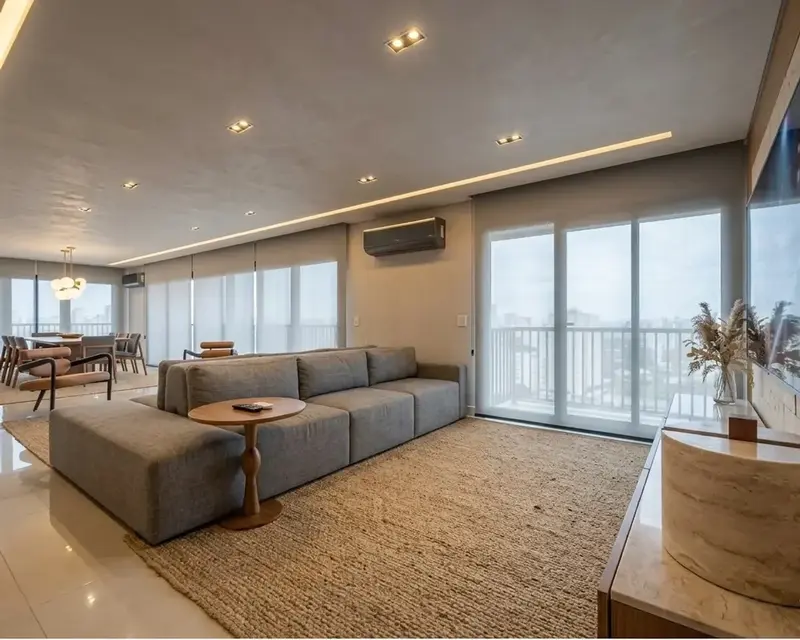 Ambiente do apartamento decorado e mobiliado no Único Marista, Setor Marista em Goiânia