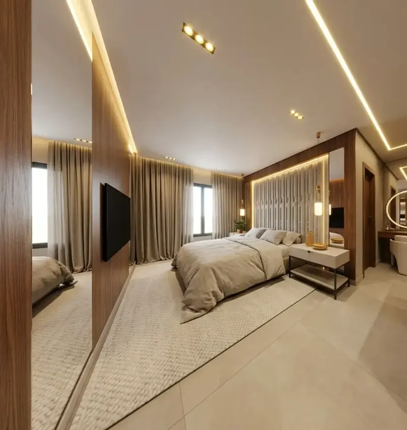 Ambiente do apartamento decorado e mobiliado no Único Marista, Setor Marista em Goiânia