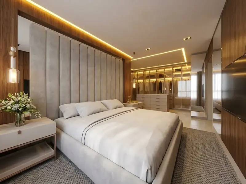 Ambiente do apartamento decorado e mobiliado no Único Marista, Setor Marista em Goiânia