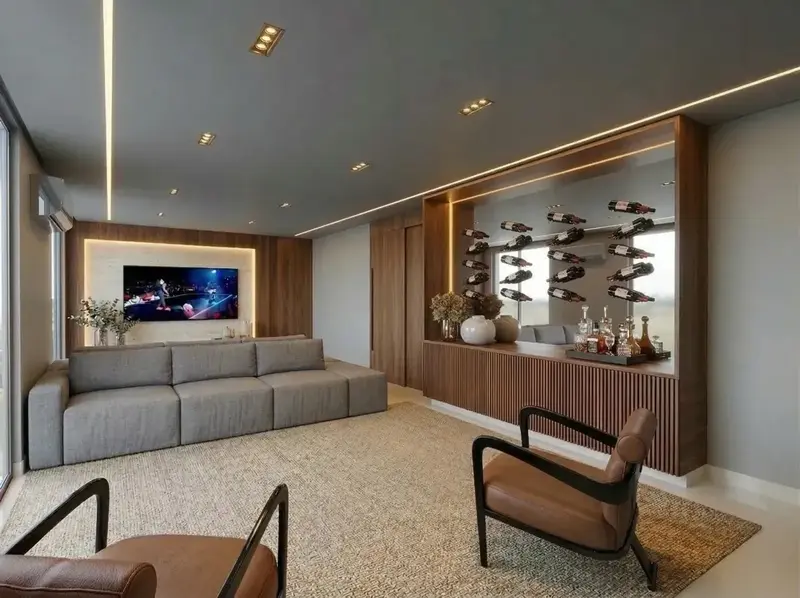 Ambiente do apartamento decorado e mobiliado no Único Marista, Setor Marista em Goiânia