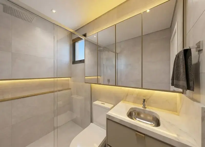 Ambiente do apartamento mobiliado e decorado no Atmos City Design, Setor Marista em Goiânia
