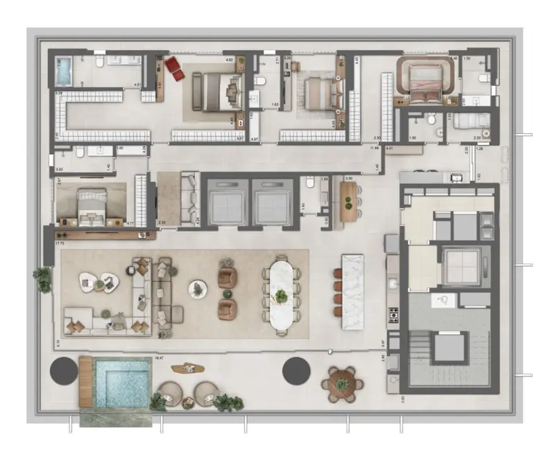 Planta de 420 m² com 4 suítes do Legítimo Flamboyant Residencial, Jardim Goiás, Goiânia