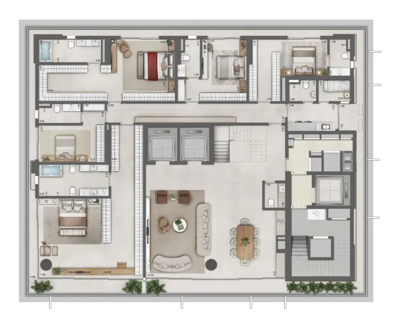 Planta da cobertura duplex, pavimento inferior, do Legítimo Flamboyant Residencial, Jardim Goiás