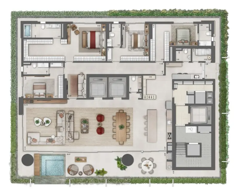 Planta do apartamento House com 4 suítes do Legítimo Flamboyant Residencial, Jardim Goiás