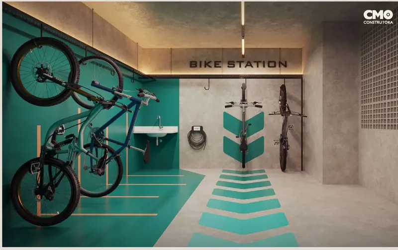 Bicicletário do Residencial Varandas Bueno, com estrutura para 100 bicicletas