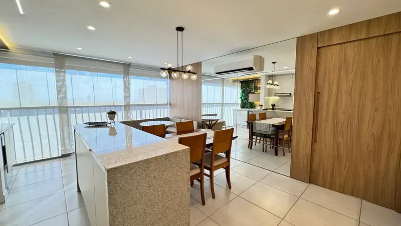 Sala de jantar do apartamento de 83 m² no Solar Amazônia, Goiânia